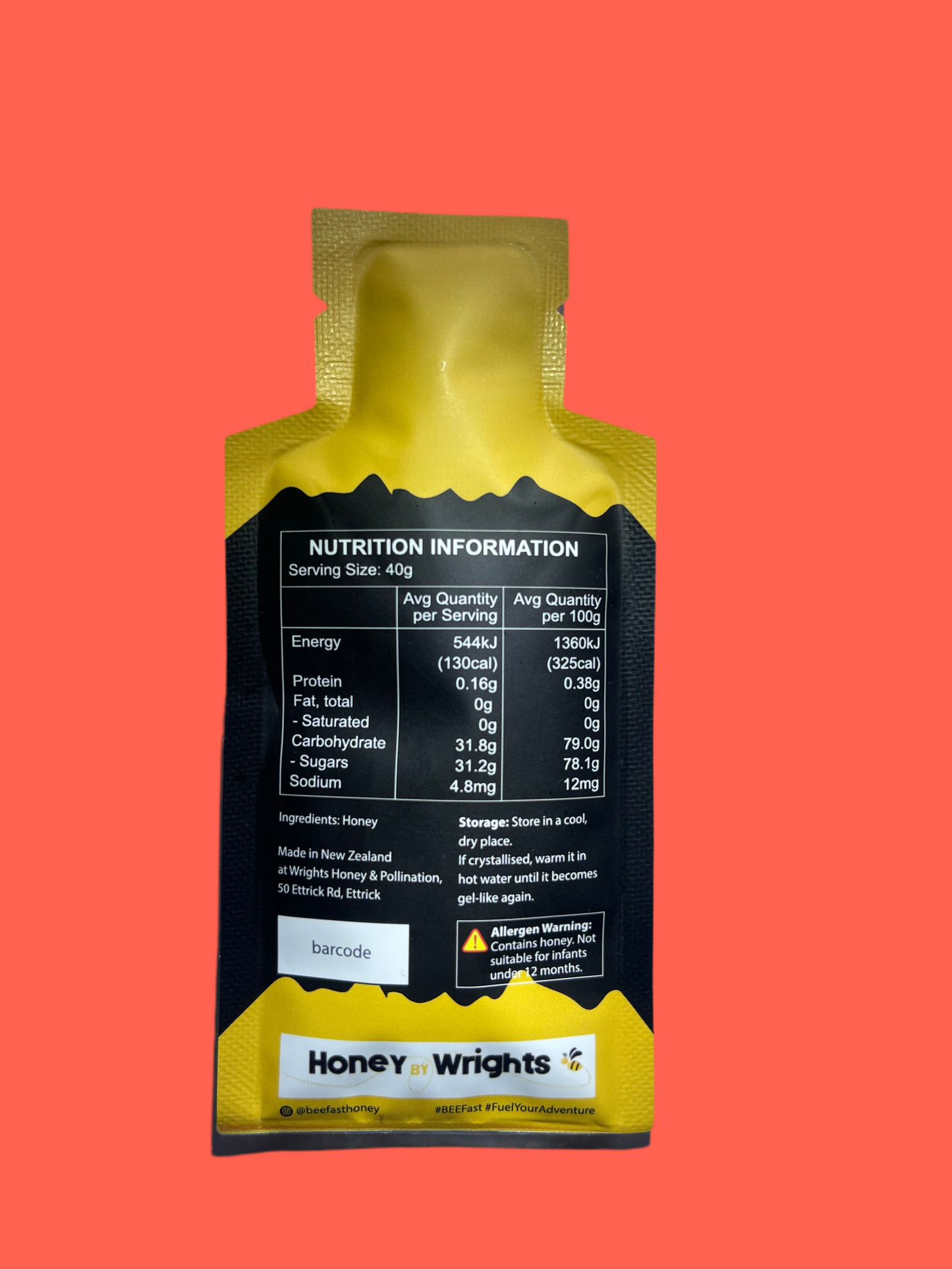 🔴 BEEFast Manuka Energy Gel 40g – Premium Natural Fuel for Endurance